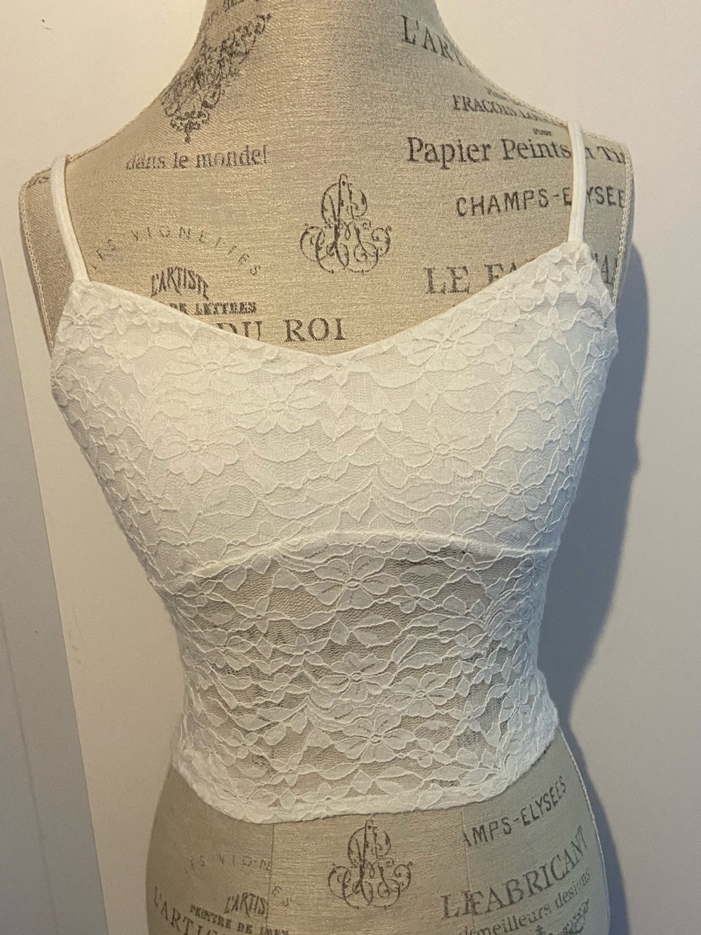 Hollister White Lace Cropped Tank